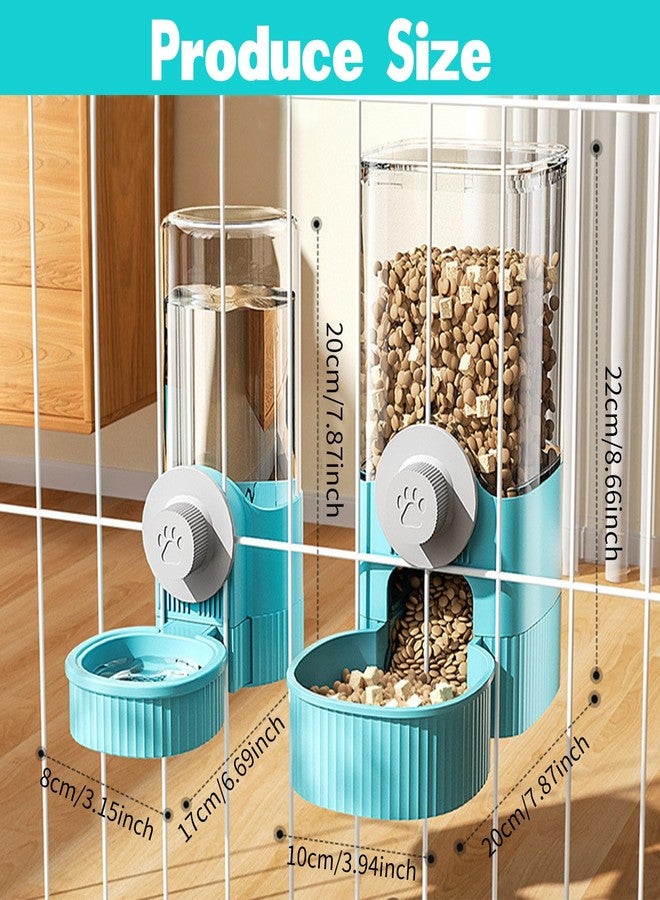 YumSur Hanging Cage Automatic Pet Food Water Dispenser, 41oz Hanging Automatic Food Dispenser, 18oz Pet Water Bottle for Cage Crate, Suitable for Kitten Rabbit Chinchilla Hedgehog Ferret (Blue, 41Oz) - Image 2